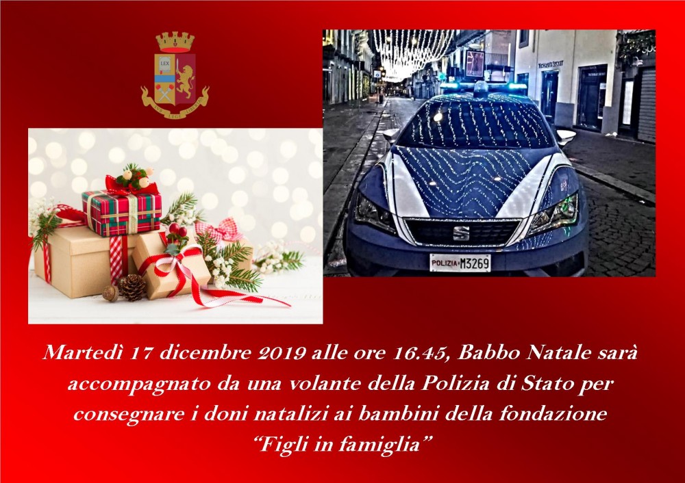 Polizia di Stato accompagna Babbo Natale alla Fondazione Figli In Famiglia