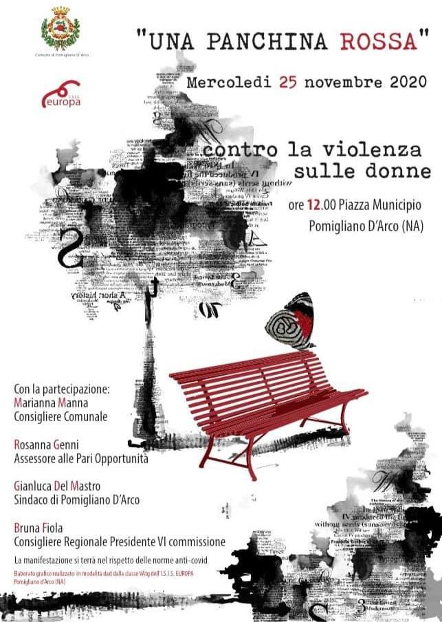 Pomigliano d'Arco: una panchina rossa contro la violenza sulle donne