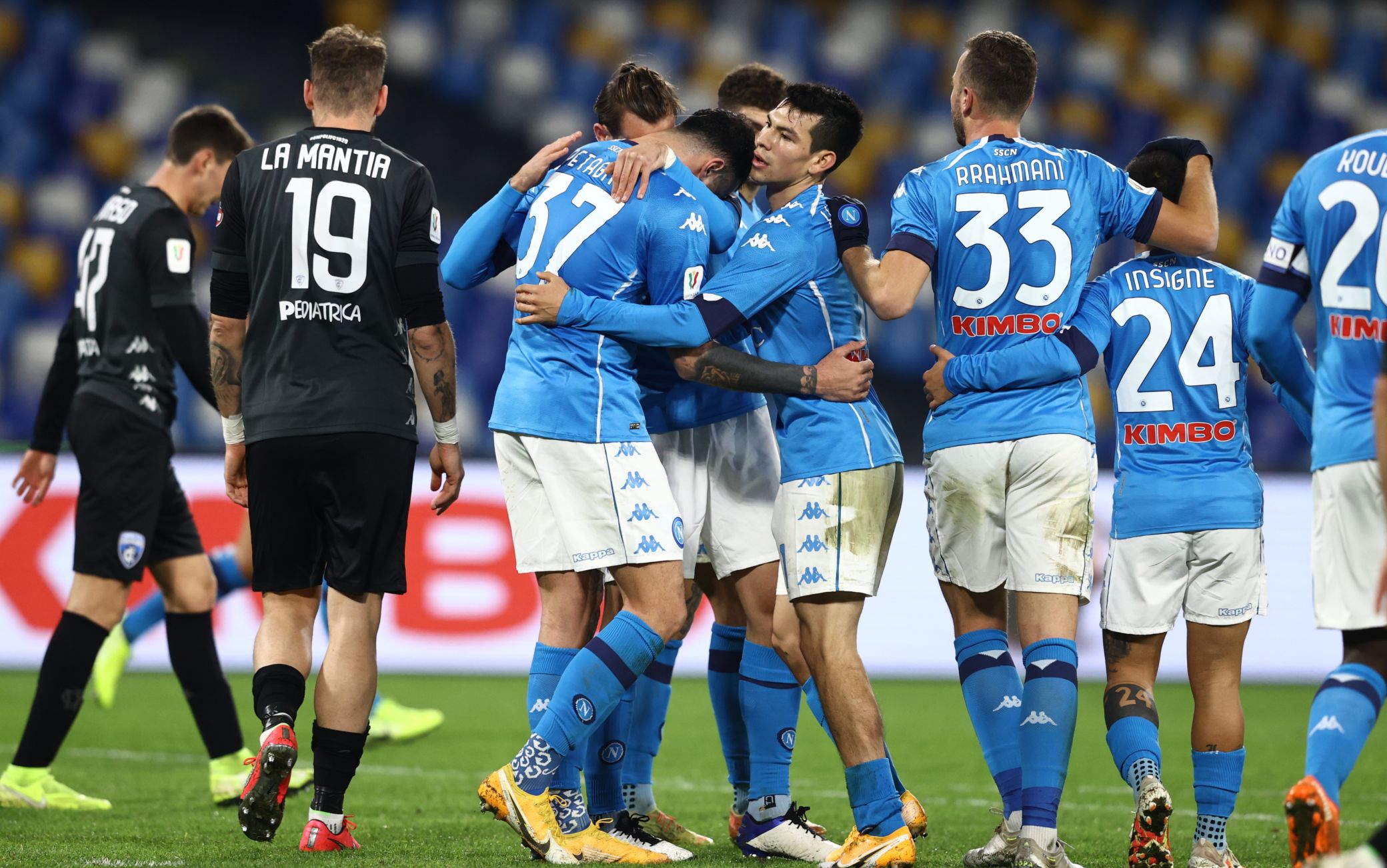 Napoli ai quarti di Coppa Italia: 3-2 contro l'Empoli