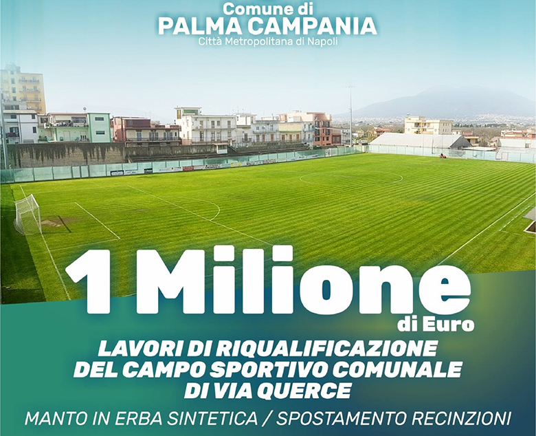 Palma Campania, nuovo manto erboso per lo stadio: riqualificheremo l'intera area.