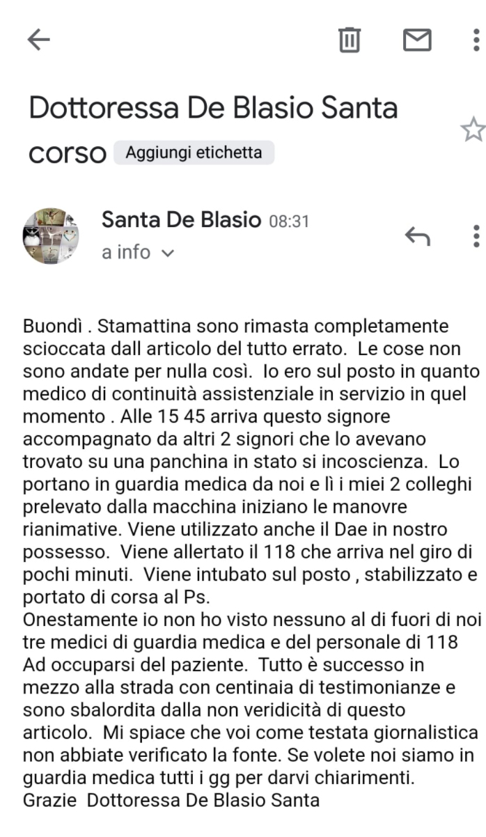Post dottoressa Santa De Blasio