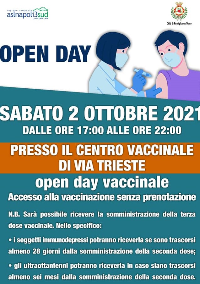 Pomigliano d'Arco, 2 ottobre: Open Day Vaccinale