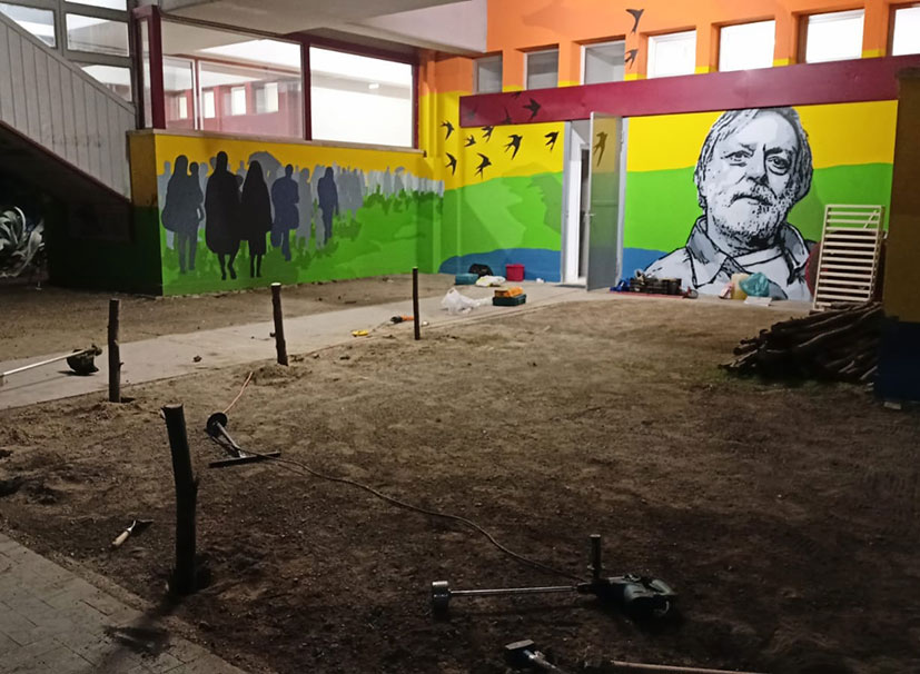 Scisciano, il murales dedicato a Gino Strada nella stazione dei diritti