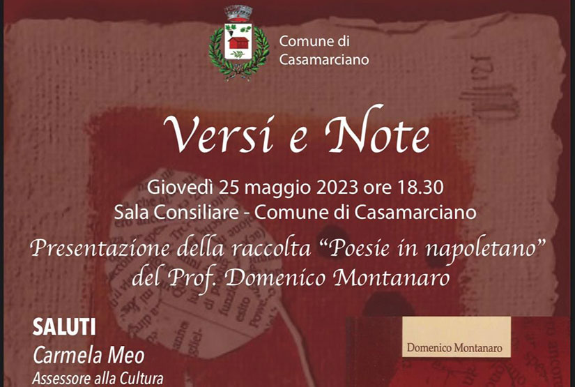 Casamarciano, Versi e note: domani   le poesie di Domenico Montanaro