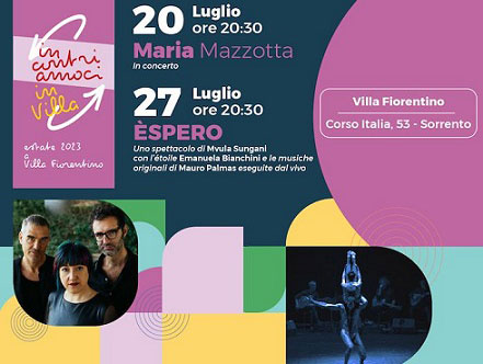 Sorrento, Maria Mazzotta in concerto e lo spettacolo multidisciplinare Èspero di scena a Villa Fiorentino